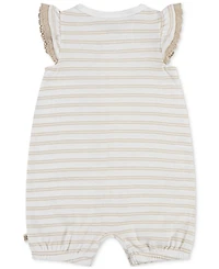 Huggies Baby Girls Cotton Striped Ruffled-Sleeve Romper