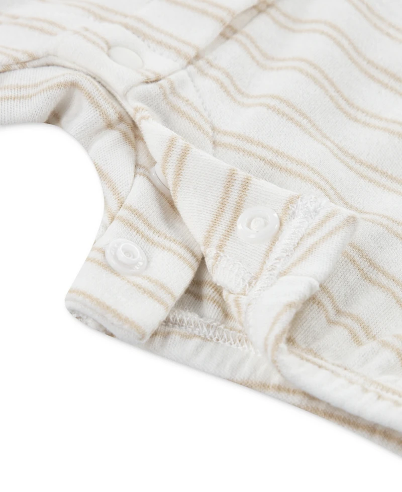 Huggies Baby Girls Cotton Striped Ruffled-Sleeve Romper