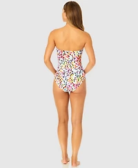 Anne Cole Women's Abstract Dot Twist-Front Bandeau One-Piece Swimsuit