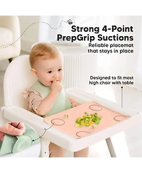 KeaBabies 2-Pack Prep Silicone Placemats for Toddlers, Kids, Non Slip Suction Dining Table Baby Placemat, Easy to Clean