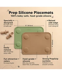 KeaBabies 2-Pack Prep Silicone Placemats for Toddlers, Kids, Non Slip Suction Dining Table Baby Placemat, Easy to Clean
