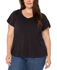 Liverpool Plus V-Neck Flutter Sleeve Top