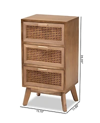 Baxton Studio 15.7" Finished Wood Baden Mid-Century Modern 3-Drawer End Table