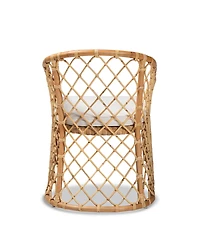 bali & pari 23.2" Upholstered and Natural Rattan Orchard Modern Bohemian Dining Chair