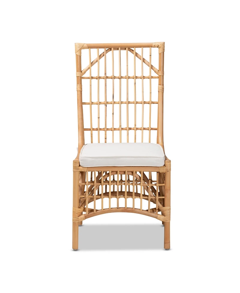 bali & pari 19" Upholstered and Rattan Rose Modern Bohemian Dining Chair