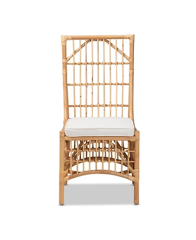 bali & pari 19" Upholstered and Rattan Rose Modern Bohemian Dining Chair