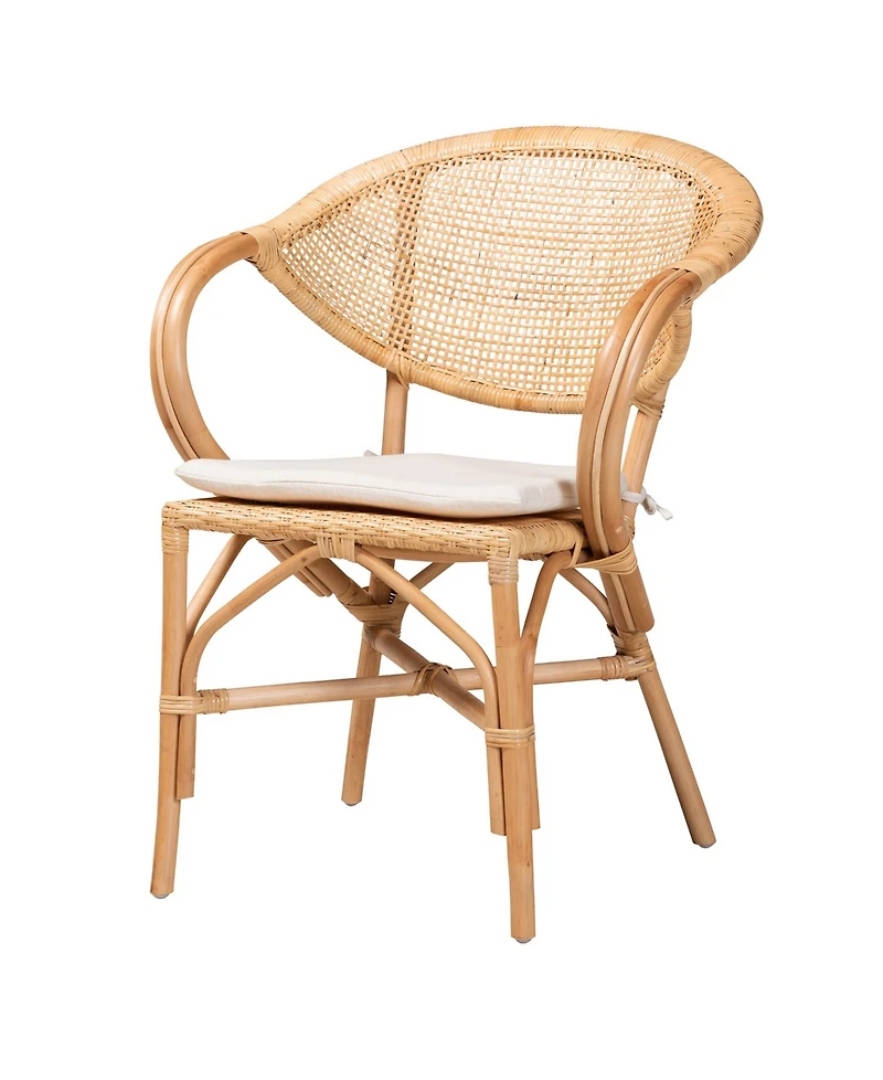 bali & pari 24" Finished Rattan Varick Modern Bohemian Dining Chair
