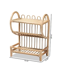 bali & pari Liora Modern Bohemian Finished Rattan 3-Tier Display Shelf