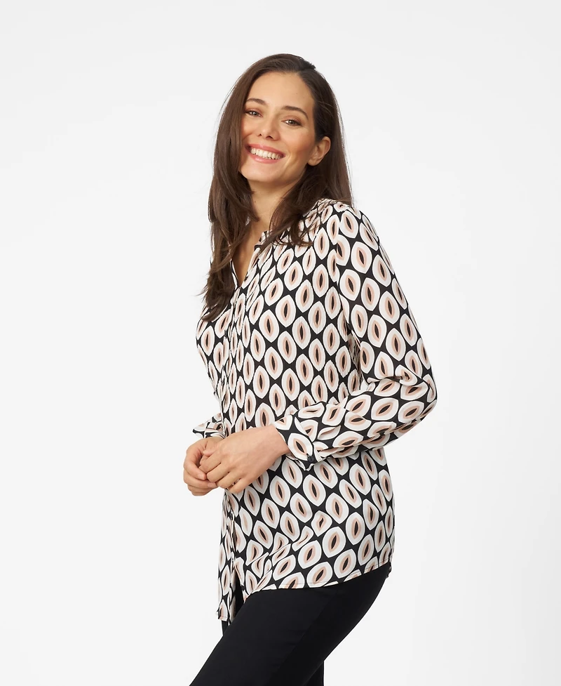 Cable & Gauge Women's Smock Pleated Button Up Top