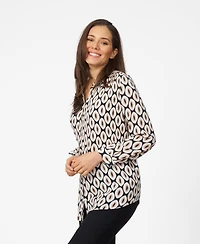 Cable & Gauge Women's Smock Pleated Button Up Top