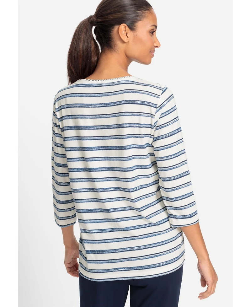 Olsen Women's Stripe and Placement Print T-Shirt