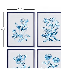 Indigo Watercolor Botanical Prints Set Of 4