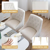 Dyhome Modern Velvet Upholstered Dining Chairs Set of 2, Mid Century Side with 5.12” Cushions and Back Pull Rod for Kitchen, Living Room