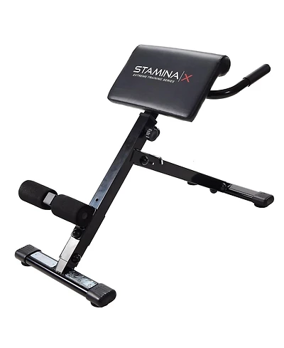 Stamina X Adjustable Ab, Back, and Core Strength Exercise Sit-Up Fitness Hyperextension Weight Bench for At-Home Workouts, Black
