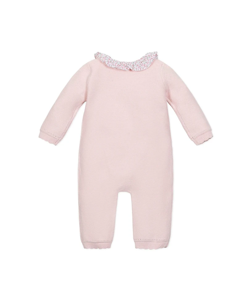 Hope & Henry Baby Organic Ruffle Collar Button Front Sweater Romper