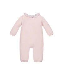 Hope & Henry Baby Organic Ruffle Collar Button Front Sweater Romper