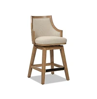 26'' Swivel Cane Rattan Counter Stool (1 Piece), High-Back Bar Chair with Solid Wood Frame-The Pop Home