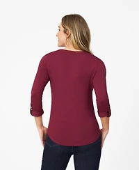 Cable & Gauge Women's Lace Trim Henley Top