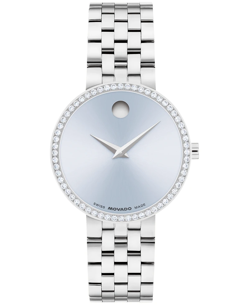 Movado Women's Museum Classic Lab Grown Diamond Swiss Quartz Stainless-Steel Watch, 29.5mm