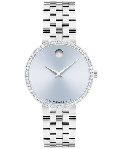 Movado Women's Museum Classic Lab Grown Diamond Swiss Quartz Stainless-Steel Watch, 29.5mm