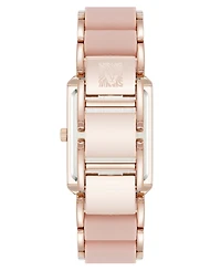 Anne Klein Women's Quartz Casual Rectangular Blush Pink Silicone with Rose Gold-Tone Metal Alloy Bracelet Watch, 26mm