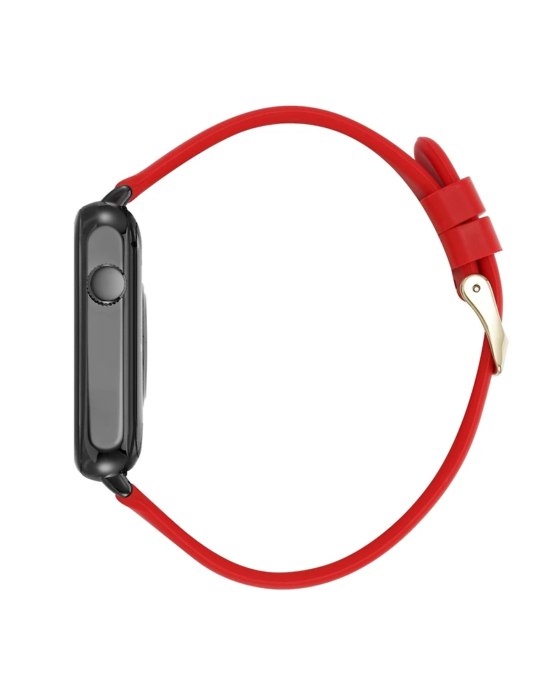 Anne Klein Women's Connect It Stellar Smartwatch with Gold-Tone Stainless Steel Mesh and Red Silicone Band, 45mm