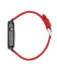 Anne Klein Women's Connect It Stellar Smartwatch with Gold-Tone Stainless Steel Mesh and Red Silicone Band, 45mm