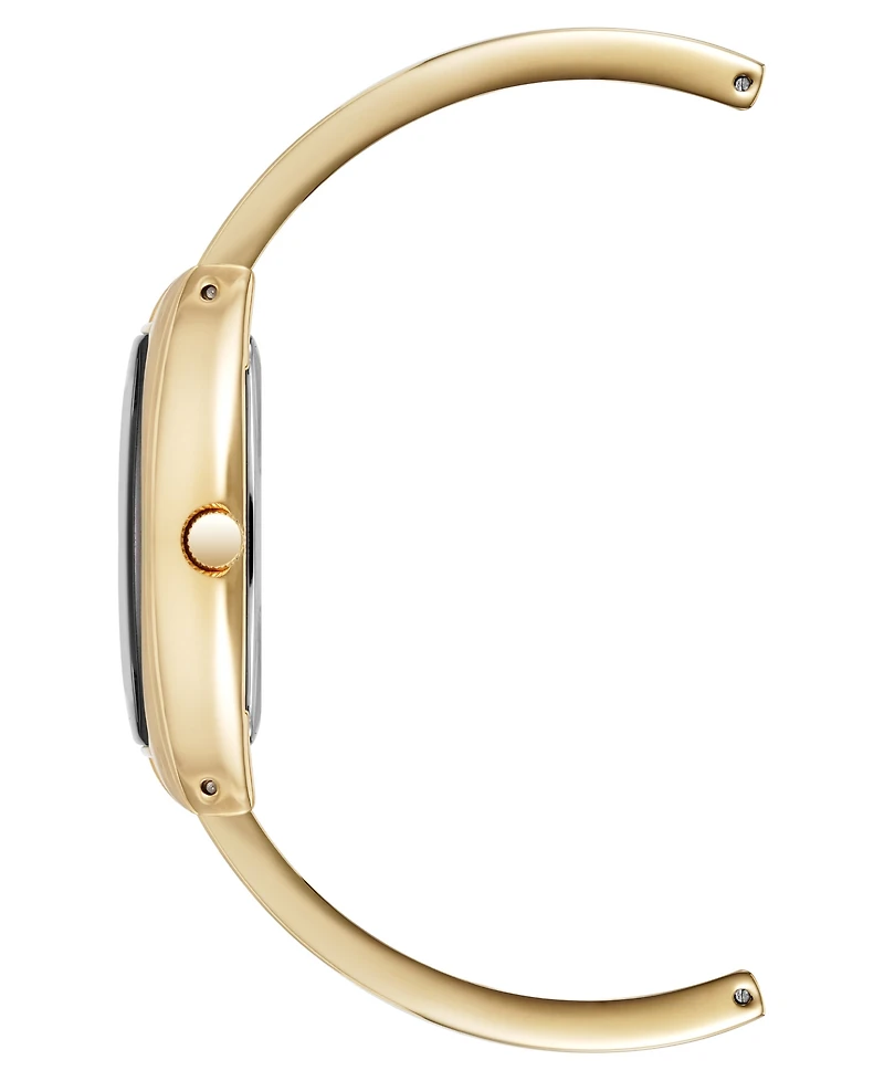 Anne Klein Women's Quartz Cushion Black Enamel with Gold-Tone Metal Alloy Bangle Watch, 22mm
