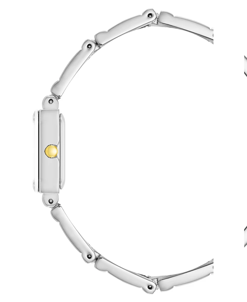 Anne Klein Women's Quartz Iconic Two-Tone Metal Alloy Rectangular Case Bangle Watch Set, 17mm