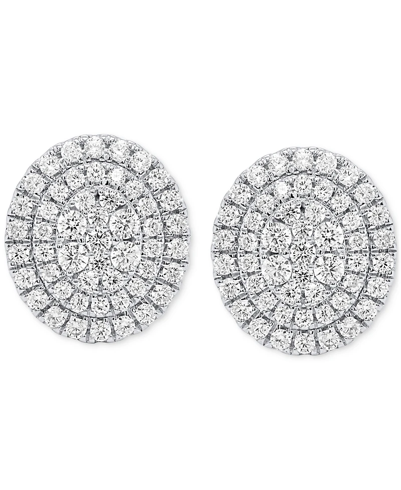 Forever Grown Diamonds Lab Diamond Double Halo Cluster Stud Earrings (2 ct. t.w.) Sterling Silver or 14k Gold-Plated