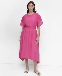 Dkny Women's Handkerchief Hem Mixed Media Maxi Skirt