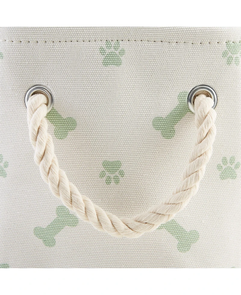 Bone Dry Collapsible Pet Storage Bin with Rope Handles Paw/Bone Print