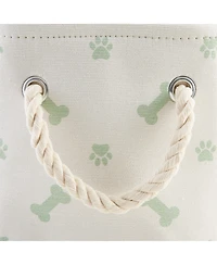 Bone Dry Collapsible Pet Storage Bin with Rope Handles Paw/Bone Print