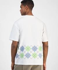 Hugo by Hugo Boss Men's Dulapo Oversized Short Sleeve Crewneck Argyle T-Shirt