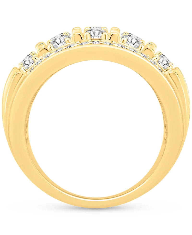 Men's Diamond Multirow Polished Statement Ring (3 ct. t.w.) in 10k Gold