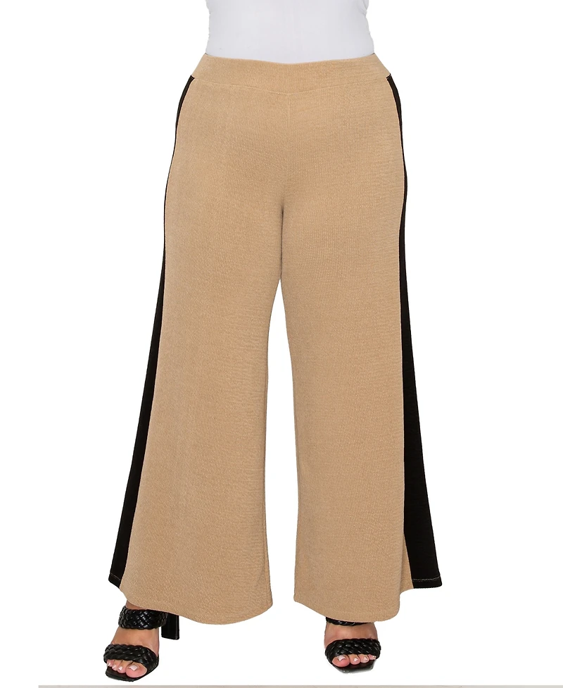 Coin 1804 Plus Textured Rib Side Contrast Pants