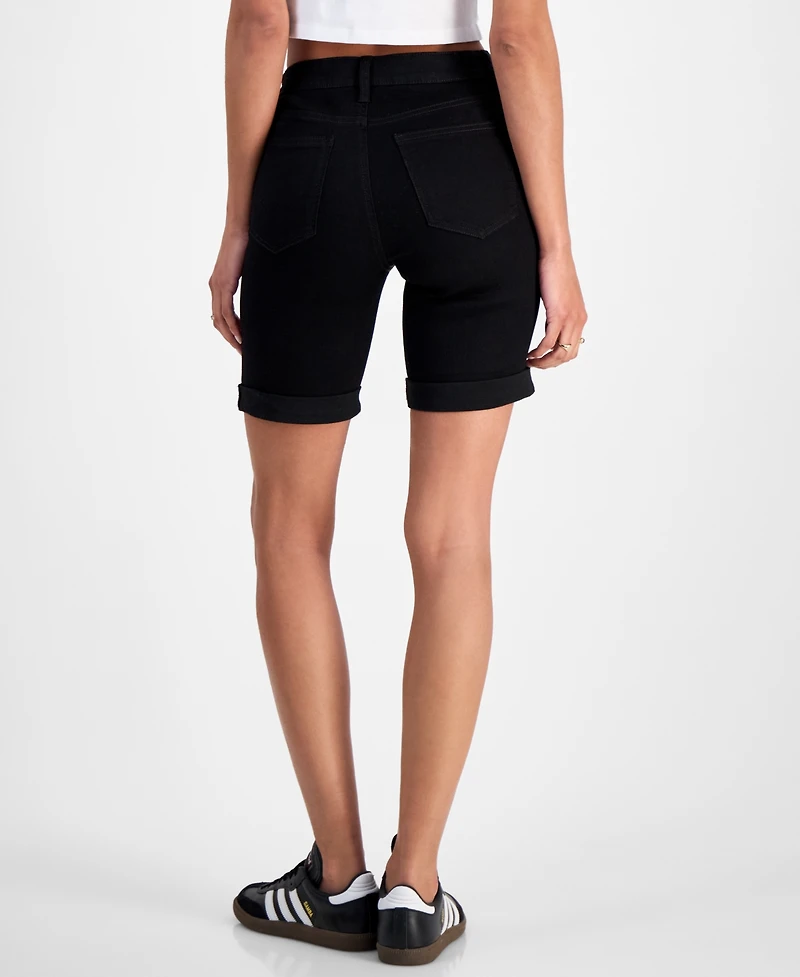 Celebrity Pink Juniors' Cuffed Hem Bermuda Denim Shorts