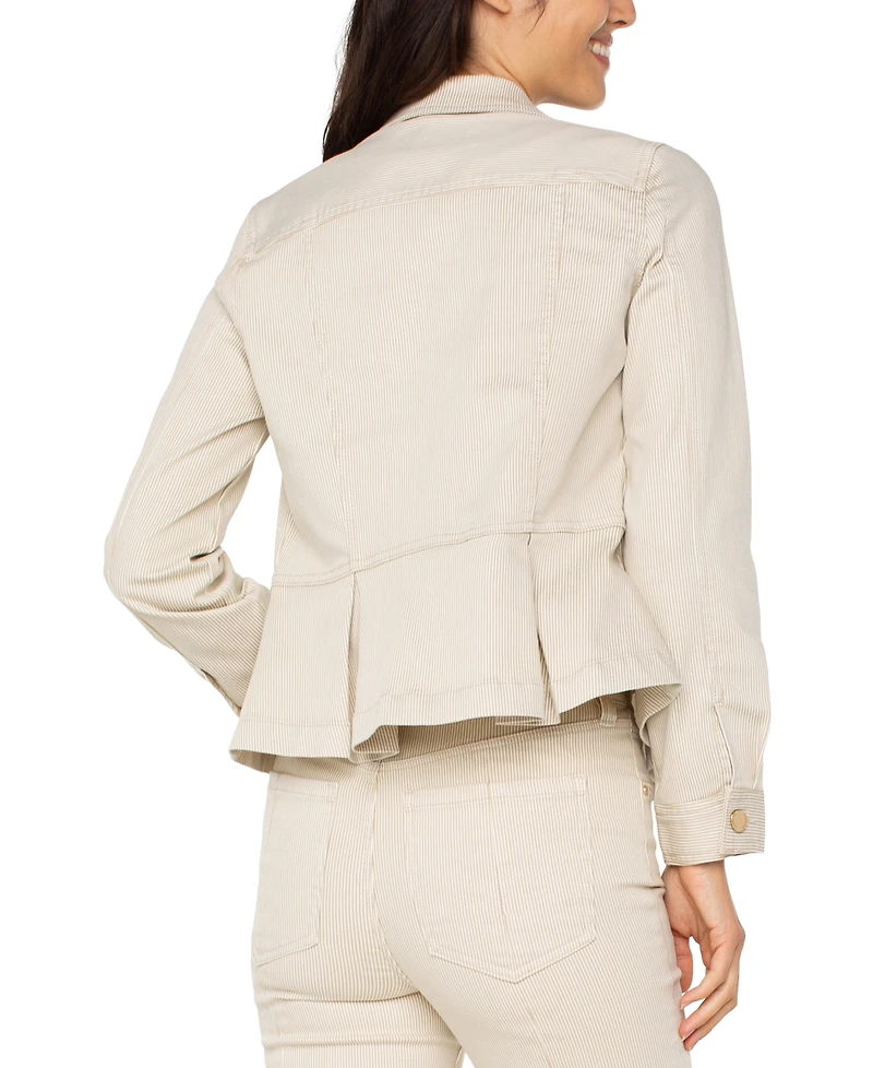 Liverpool Los Angeles Women's Button Collared Peplum Jacket