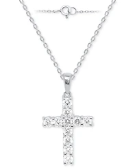 Forever Grown Diamonds Lab Grown Diamond Cross 18" Pendant Necklace (1 ct. t.w.) in Sterling Silver or 14k Gold-Plated Sterling Silver