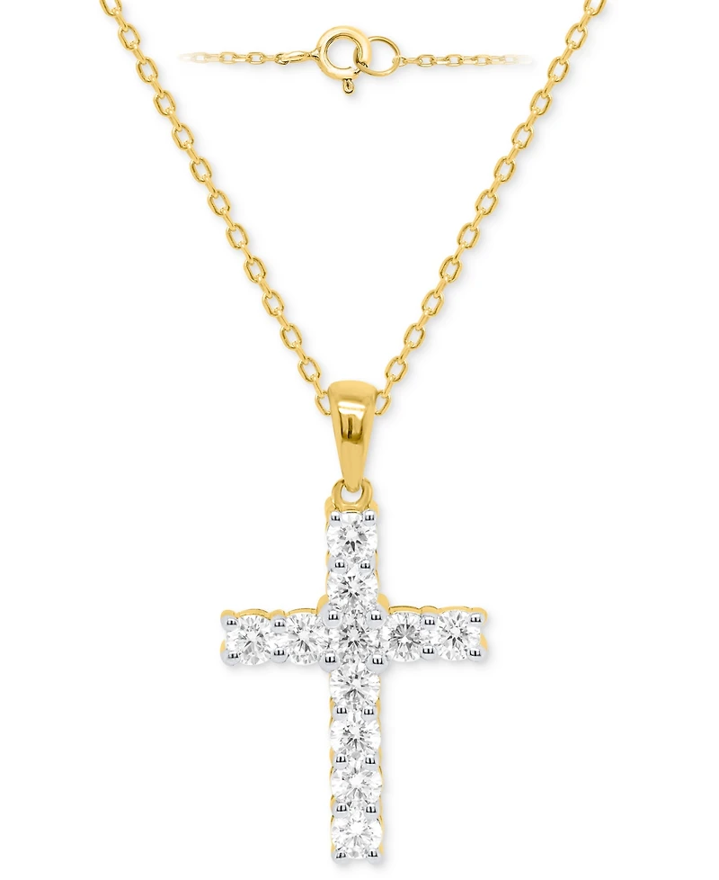 Forever Grown Diamonds Lab Diamond Cross 18" Pendant Necklace (1 ct. t.w.) Sterling Silver or 14k Gold-Plated