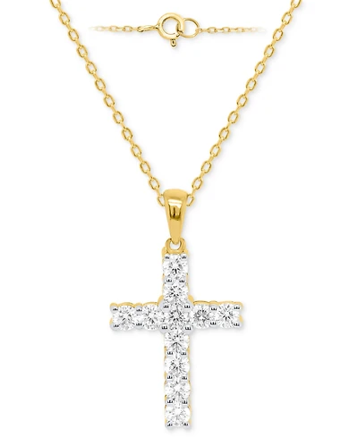 Forever Grown Diamonds Lab Diamond Cross 18" Pendant Necklace (1 ct. t.w.) Sterling Silver or 14k Gold-Plated