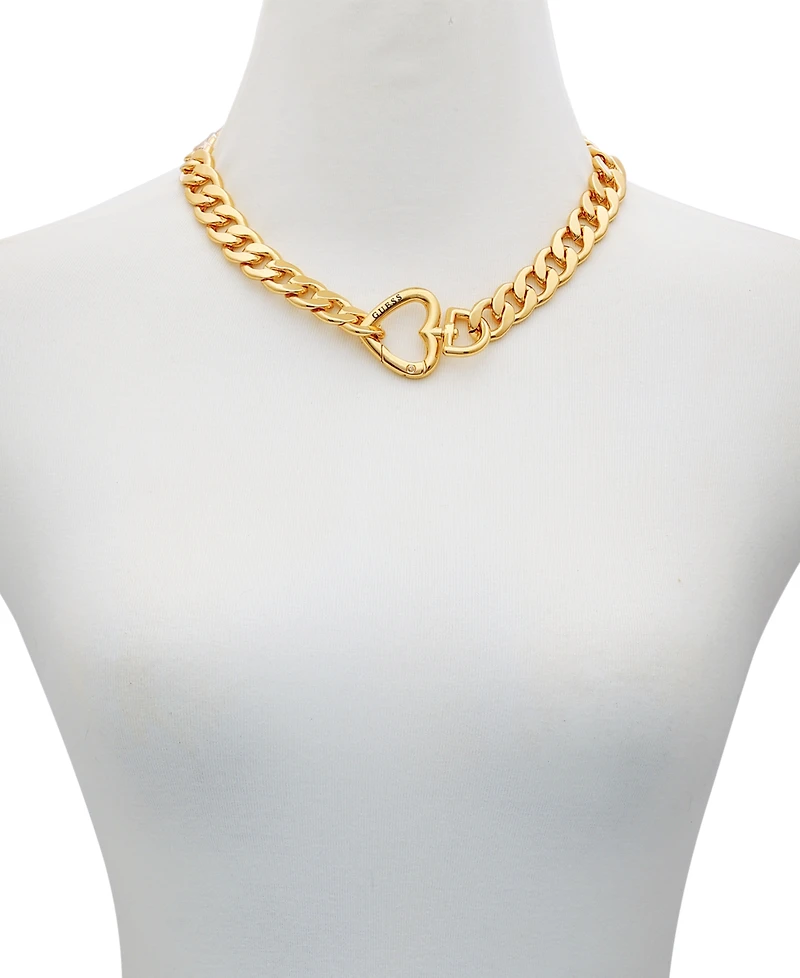 Guess Gold-Tone Heart Closure Chunky Open Link 18" Chain Necklace