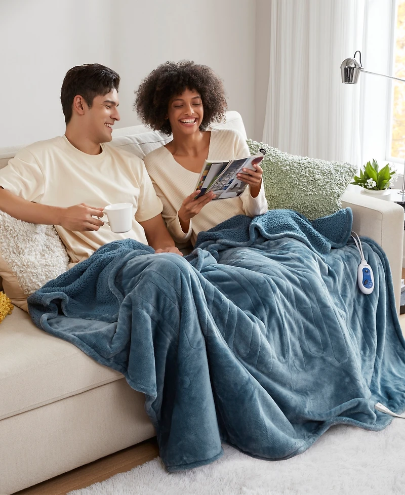 Beautyrest Microlight Electric Reversible Plush to Berber Throw, 60" x 70"