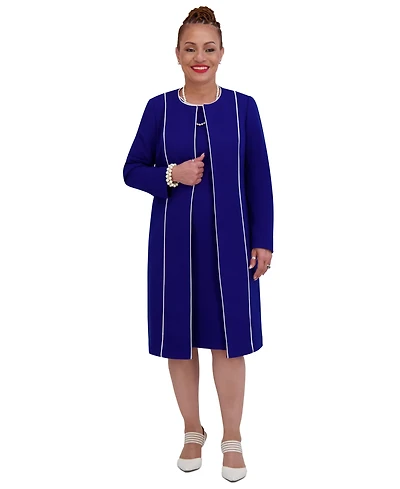 Kasper Women's Piping-Trim Long Jacket, Regular & Plus Sizes