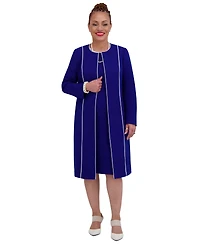 Kasper Women's Piping-Trim Long Jacket, Regular & Plus Sizes