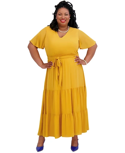 Kasper Women's V-Neck Flutter-Sleeve Maxi Dress, Regular & Plus Sizes