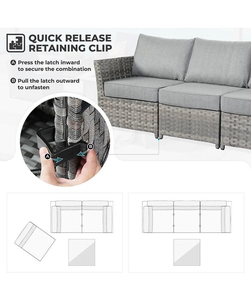Xizzi 12 Pieces Outdoor Furniture Patio Sectional Sofa,No Assembly Required Pe Wicker Conversation Sets with Armchairs,Ottomans and Coffee Table