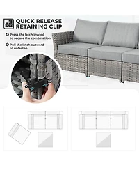 Xizzi 13 Pieces Outdoor Furniture Patio Sectional Sofa,No Assembly Required Pe Wicker Conversation Sets with 42" Fire Pit,Armchairs,Ottomans and Coffe