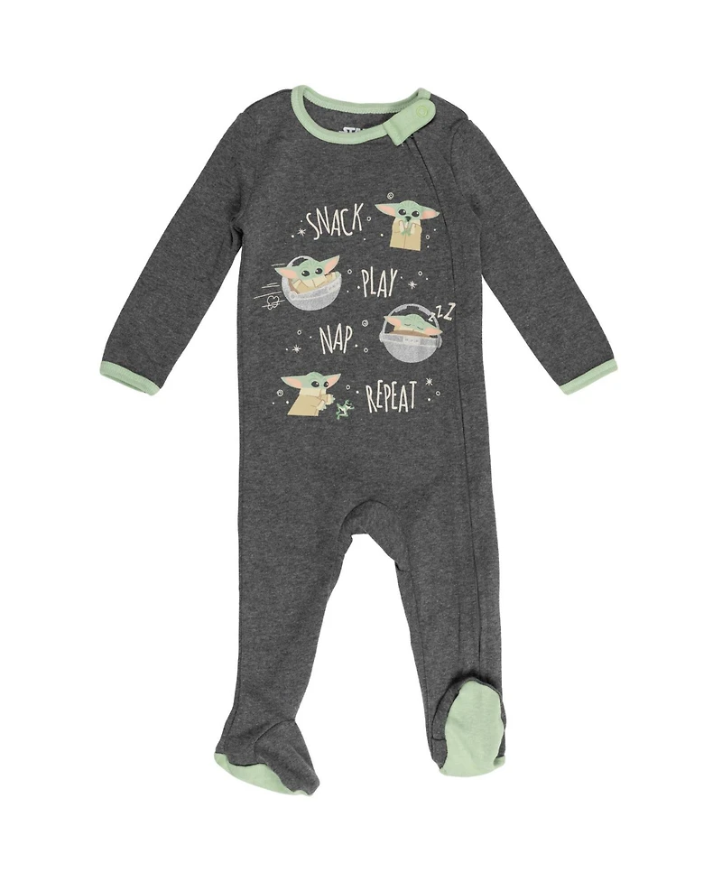 The Mandalorian Baby Boys Star Wars Yoda Bodysuits Sleep N' Play Pants Hat and Bibs 8 Piece Outfit Set
