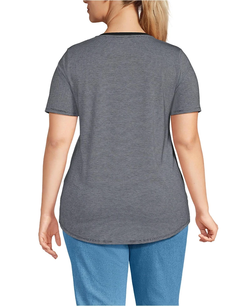 Lands' End Plus Short Sleeve Power Performance Scoop Neck Curved Hem Tunic Tee